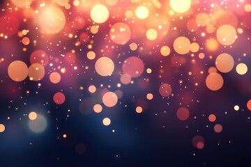 Wall Mural - Warm glowing bokeh lights with dark background and soft golden sparkles