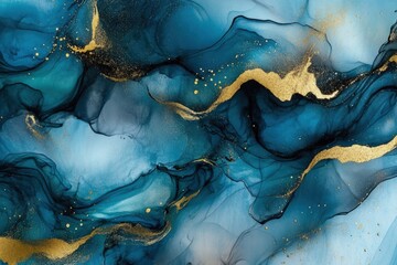 Poster - Fluid Abstract Art in Natural Tones with Gold Accents Displaying Serenity and Elegance in a Luxury Style for Contemporary Decor