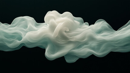 Wall Mural - Ethereal wisps of translucent fabric swirl gracefully against a dark background in a captivating dance of color and texture. Generative AI