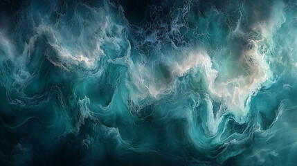 Wall Mural - Colorful abstract ocean waves swirling in deep blue tones with white froth conveying movement and fluidity in a mesmerizing pattern. Generative AI