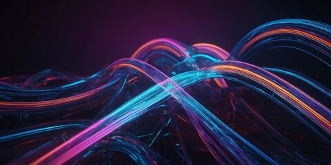 Poster - Colorful light waves create a dynamic visual display in an abstract digital environment during a virtual art showcase