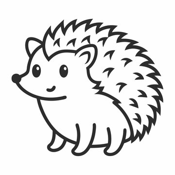 Simple a Hedgehog line art vector white background