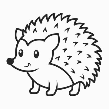 Simple a Hedgehog line art vector white background