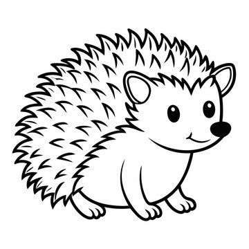 Simple a Hedgehog line art vector white background