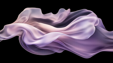 Poster - Abstract flowing pastel purple fabric with smooth waves and soft texture, representing elegance, fluidity, and graceful movement on a dark background.