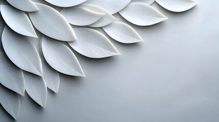 Poster - Elegant white leaves create a serene and minimalistic backdrop, perfect for various design projects.