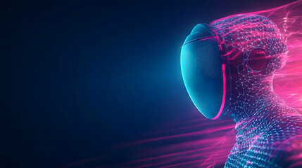 Poster - Futuristic digital human with glowing lines in vibrant colors representing innovation and technology.