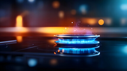 Poster - Futuristic glowing technology symbol with vibrant colors and effects, ideal for digital concepts and innovation.
