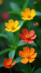 Wall Mural - Colorful potato flowers blooming on the leafy greens, flowers, leaves