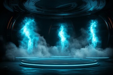 Poster - A mystical time portal showing glimpses of different historical eras floating in the air