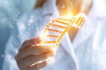Poster - A researcher in a white lab coat conducting a DNA experiment in a genetics lab