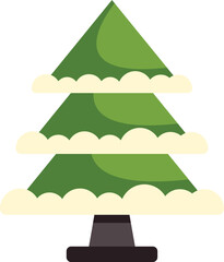 Poster - simple vector illustration of a green christmas tree covered with snow, isolated on a white backgrou