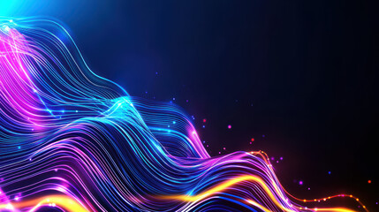Poster - Colorful abstract representation of digital waves and light trails