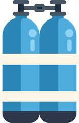 Poster - oxygen tanks connected together with valve for diving, isolated vector illustration in flat style on
