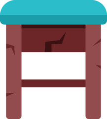 Poster - Small wooden stool with a padded turquoise upholstery, a piece of furniture for interior design