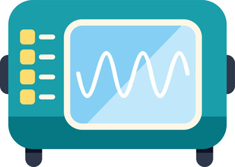 Poster - Vintage radio receiver displaying sinusoidal waves on its screen, representing audio signals or radio frequencies