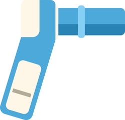 Poster - digital non contact infrared thermometer gun pointing right, displaying temperature on a white backg