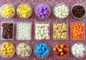 Wall Mural - Colorful Candy Cubes Dessert Variety Studio Shot