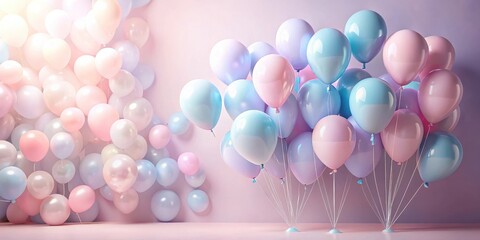 Wall Mural - Pastel Balloons Festive Background A Celebration of Light and Airy Colors