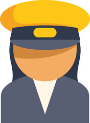 Poster - simple and colorful vector icon of a female train conductor wearing a uniform and hat