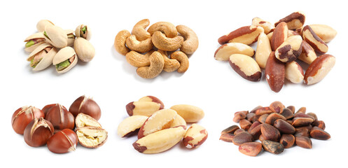 Wall Mural - Brazil and other nuts isolated on white, set