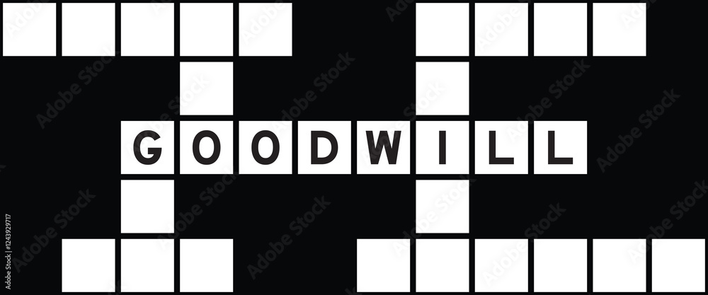 Alphabet letter in word goodwill on crossword puzzle background Stock