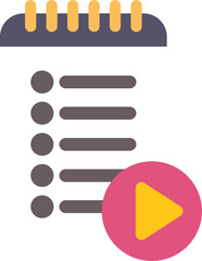 Poster - notepad with play button symbolizing a playlist managing app