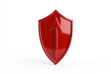 Poster - Red Shield with Upward Arrow Symbolizing Protection and Strength for Visual Design