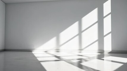 Poster - Sunlight patterns shifting across minimalist white room interior