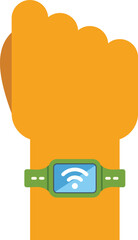 Poster - hand wearing a smart watch is showing a wifi connection symbol on the screen