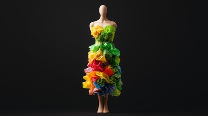 Poster - colorful paper flower mannequin displayed in a bright and artistic setting