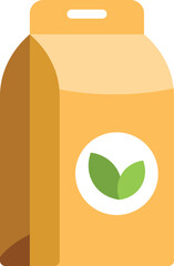 Poster - simple flat vector icon of a paper bag packaging for organic products featuring a green leaf logo