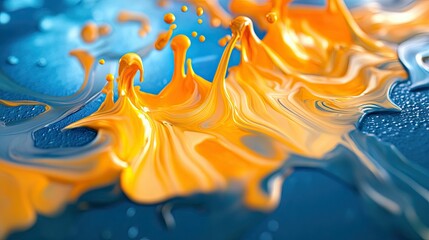 Fototapete - Vivid acrylic paint drips and splashes captured in high-speed detail on a textured surface3