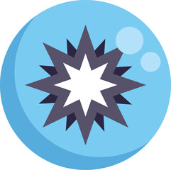Poster - Kiwi fruit cut in half showing white core, black seeds and light blue flesh, simple icon