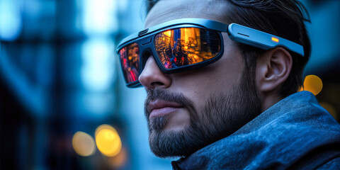 Poster - Innovative Loomos AI Glasses for Hands-Free Photography with Integrated Camera Technology in Urban Setting