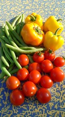 Canvas Print - Fresh garden vegetables, sunny outdoors, vibrant colors, healthy food