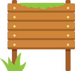 Poster - wooden sign made of planks standing on two posts with grass growing around it, perfect for displayin