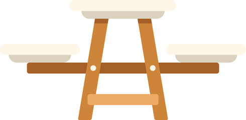 Poster - Simple wooden picnic table with attached seats, ideal for outdoor dining and relaxation