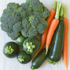 Canvas Print - Fresh vegetables on white wood, healthy eating