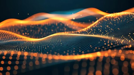 Poster - Dynamic flow of glowing digital waves and particles in abstract motion