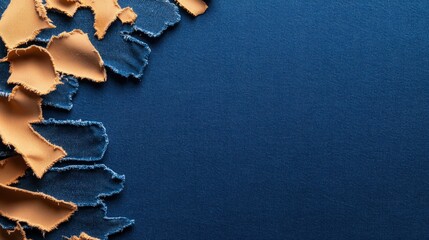 Poster - Torn paper piece set against a solid blue background for creative design and artistic projects