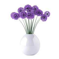 Wall Mural - 3D icon of A bouquet of Allium in vase isolated on transparency background