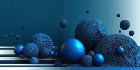 Poster - Dynamic blue sphere abstract art digital design modern environment 3d perspective creative exploration