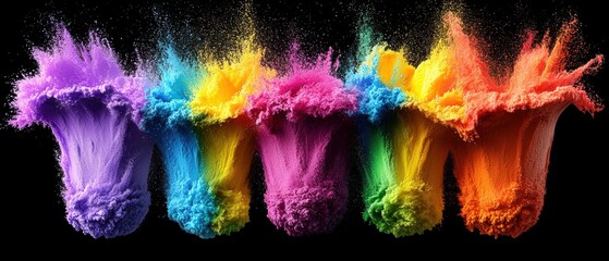 Poster - Group of colored powders in various shades arranged on a white surface for artistic purposes