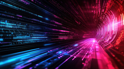 Poster - Futuristic abstract technology scene with vibrant colors and dynamic lines