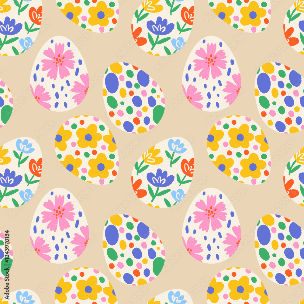 Vector seamless pattern with easter eggs. Colorful background with ...