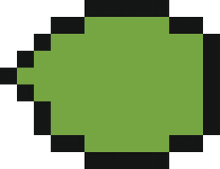 Poster - Pixel art representing a green speech bubble pointing to the left, ideal for conveying messages in a retro style