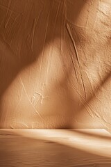 Poster - Captivating depth of texture in a warm brown wall illuminated by soft light creating a serene atmosphere that invites exploration and contemplation