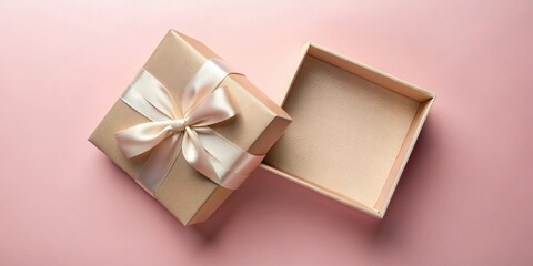 Wall Mural - Elegant gift box with a delicate ribbon, open and ready for a special present