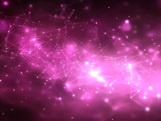 Poster - Pink nebula network digital art background